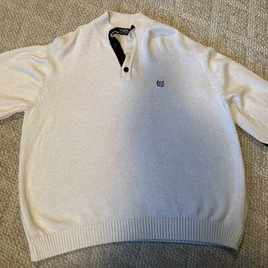 Chaps Men's 3 Button Pullover 100% Cotton Beige Sweater 2XL